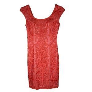 Sue Wong Orange Embroidered Lace Cocktail Dress Fairycore Whimsical Boho Luxe 4